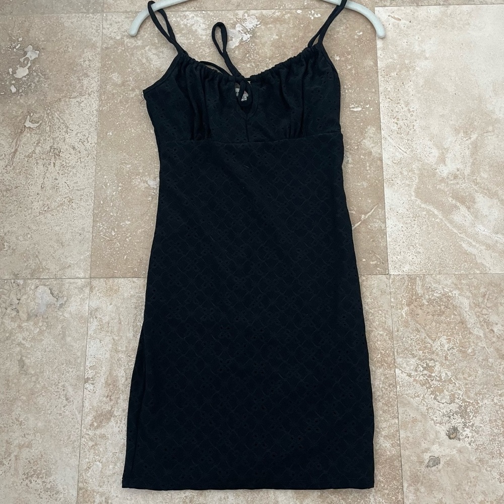 Black FashionNova Eyelet Dress